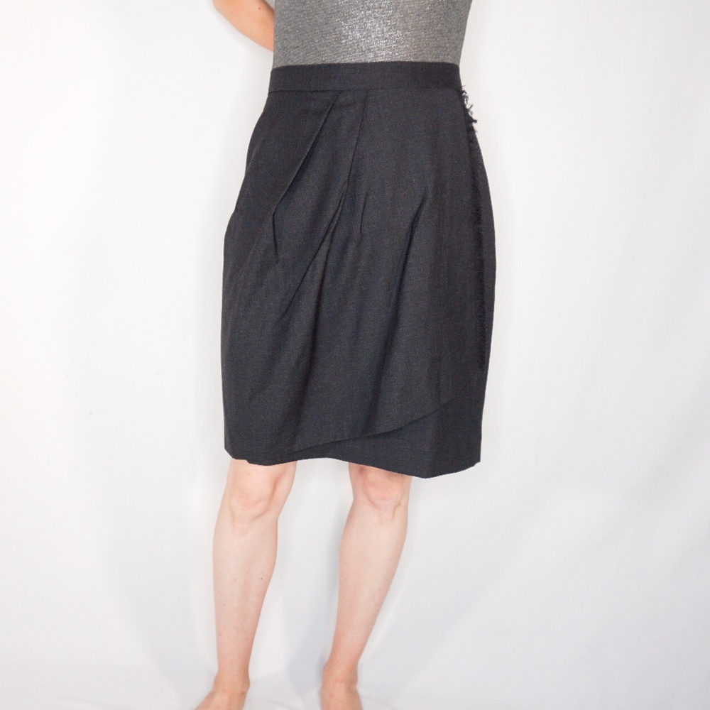 BROOKS BROTHERS Grey Pleated Fringe Mini Skirt NWT - Picture 1 of 7